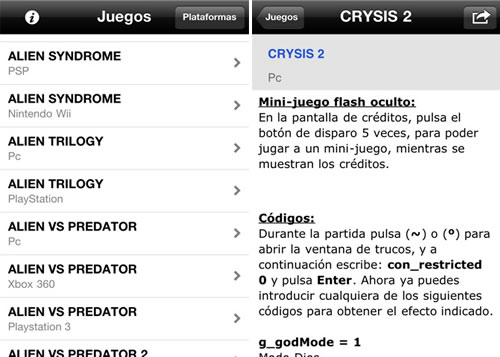 Capturas de la aplicación en un iPhone Capturas de la aplicación en un iPhone
